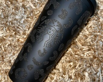 Starbucks inspired tumbler with cheetah print wrap | Starbucks cup | strata tumbler | Starbucks | cheetah wrap tumbler