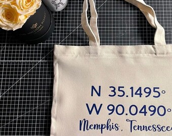 State Coordinates Canvas Tote Bag | State Gift | Hometown Gift | Hometown Coordinates Gift | Personalized Tote Bag