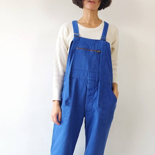 70's French Faded Bugatti blue work Overalls / shops Estimated size L