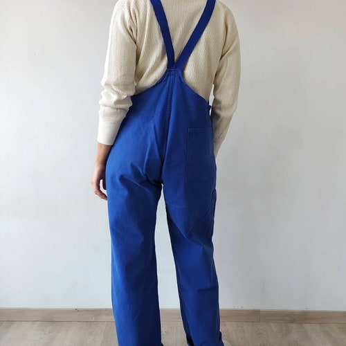 70's French Faded Bugatti blue work Overalls / shops Estimated size L