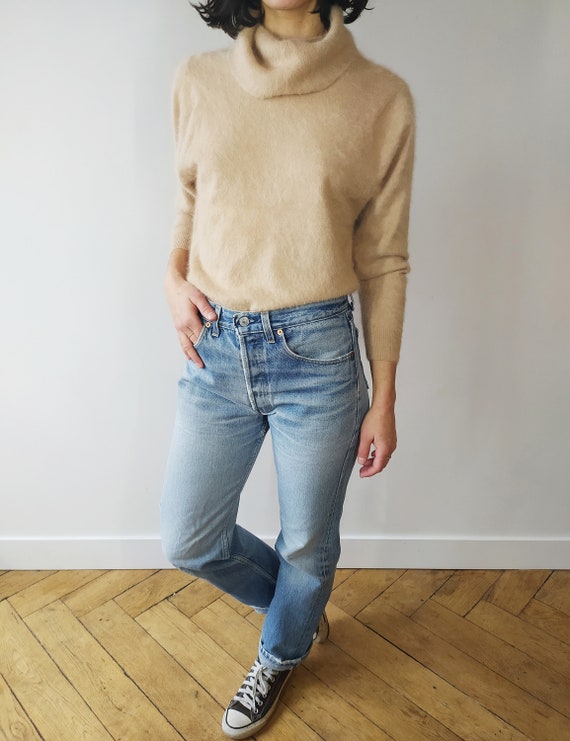 Vintage Beige Angora Turtelneck