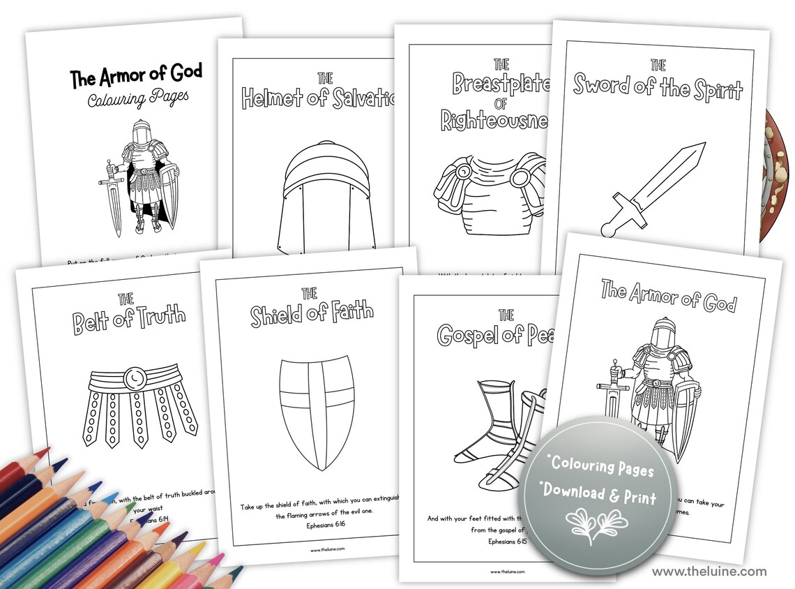 Armor of God Coloring Pages for Kids Bible Verse Worksheets Printable