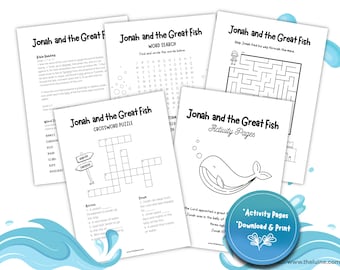 Jonah Activity Pages for Kids: Bible Verse Coloring Worksheets Printable