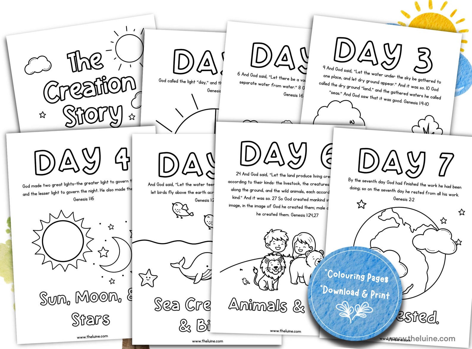 The Creation Story Coloring Pages | Kids Bible Activity Printable ...