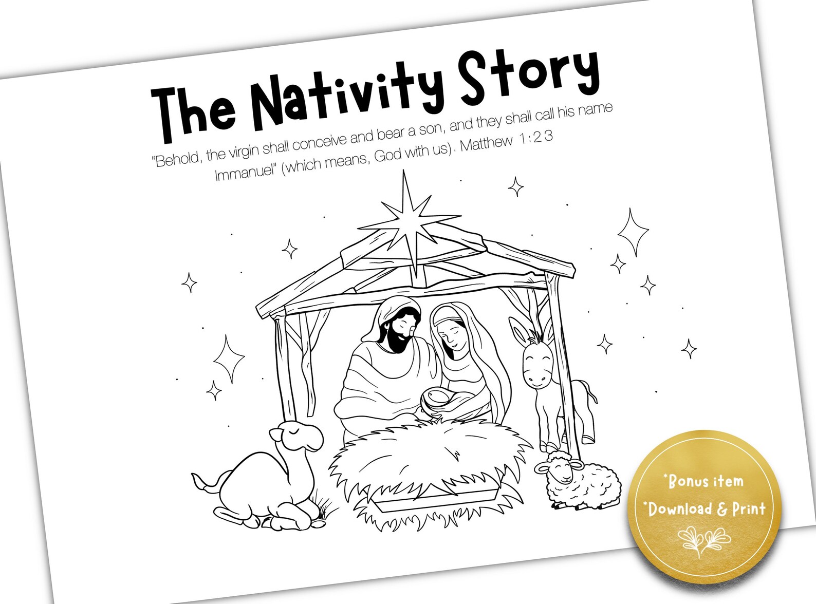 Nativity Activity Placemat for Kids | Bible Verse Worksheet | Sunday ...