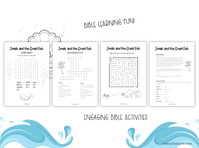 Jonah Activity Pages for Kids Bible Verse Worksheets Printable Sunday ...
