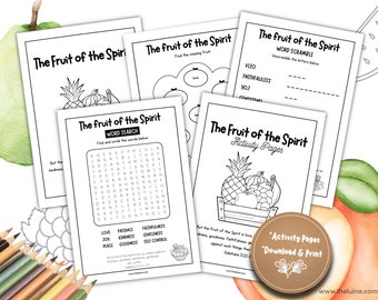 Fruit Of the Spirit Activity Pages for Kids Bible Verse Worksheets Printable Sunday School Crafts Bible Coloring Pages