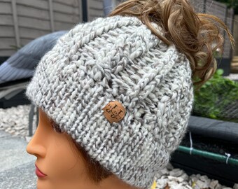 bobble hat with hole for ponytail
