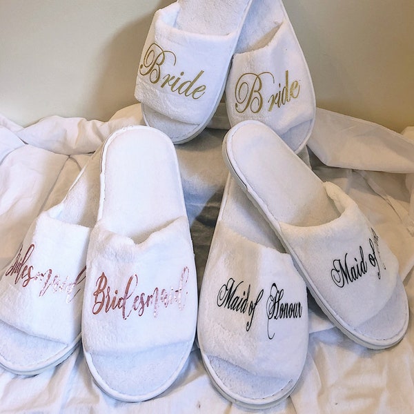 PERSONALISED bridesmaids SLIPPERS|Wedding Slippers|Bridal shower gift|Bride slippers|Getting ready slippers|Custom Slippers|Name Slipper