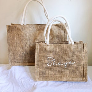 Personalised Burlap Jute Bag|bridesmaids bag|Eco friendly tote bag|custom name bag|custom tote bag|Wedding favour|Teacher|Birthday|Bridal