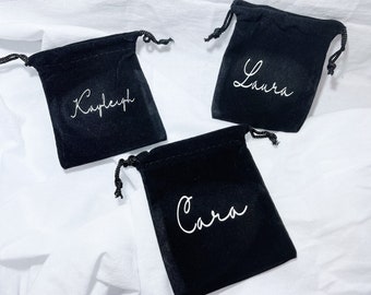 PERSONALISED Jewellery Pouches|Keyring pouch|Mirror Pouch|Drawstring bag with name|Wedding Favour bag|Packaging pouch|Customised Pouch