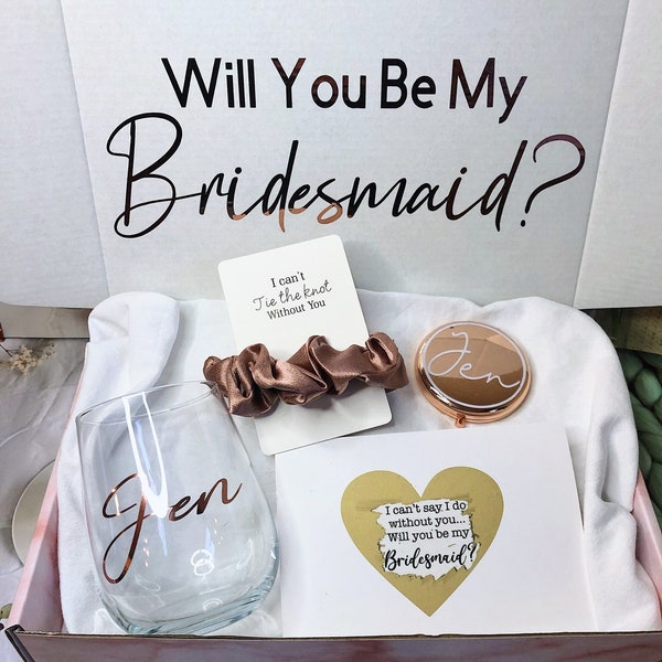 PERSONALISED Bridesmaids proposal box|Bridal Party Gift box|Bridesmaid Box|Will you be my bridesmaid maid of honour|I can't Tile the knot