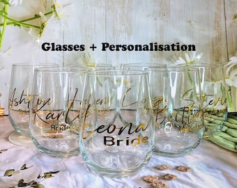 PERSONALISED Stemless Wine Glass|Bridal party|Bridesmaid Gift|Propsal gift|Stemless Flute|personalised Tumbler|Groomsmen|Best man|Wedding