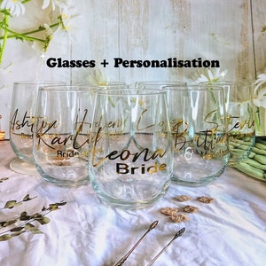 PERSONALISED Stemless Wine Glass|Bridal party|Bridesmaid Gift|Propsal gift|Stemless Flute|personalised Tumbler|Groomsmen|Best man|Wedding