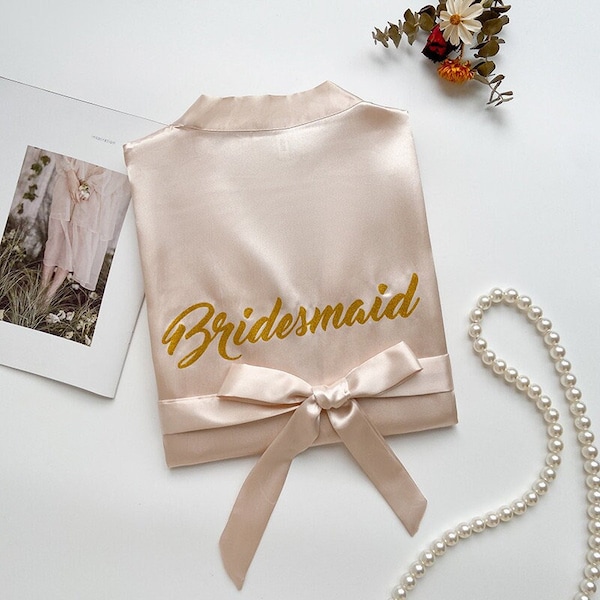 GOLD PERSONALISED wedding ROBES |Satin Bridesmaid Robes|Getting Ready Robes |Bridal Party Robes|Wedding Robes|Bridesmaid Robe|plus size Robe
