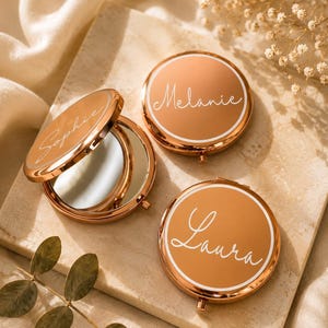 Personalized Rose Gold Compact Mirror: Bridesmaid Proposal Gift