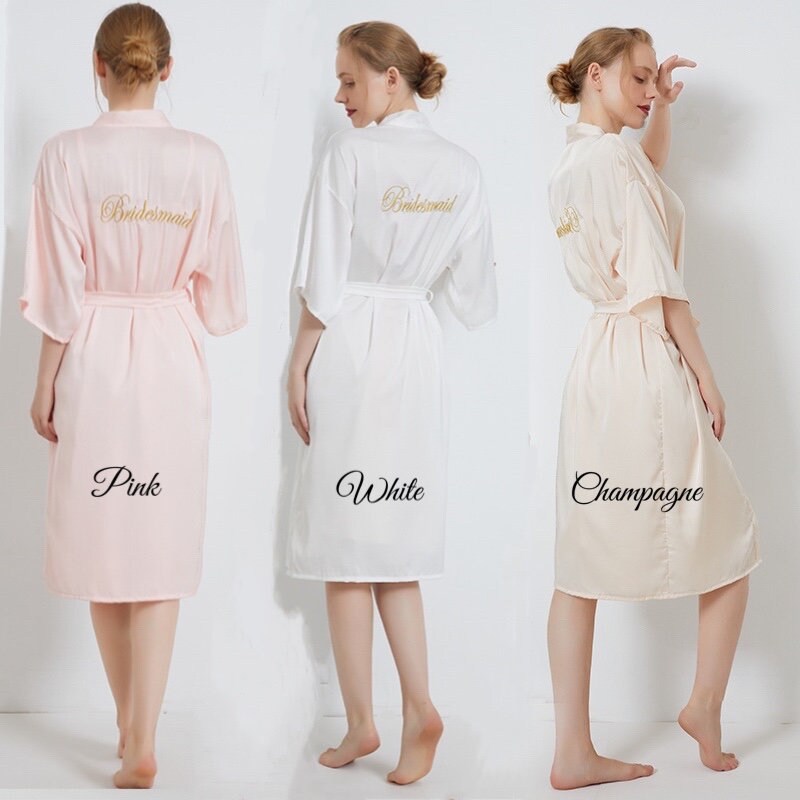 GOLD PERSONALISED Wedding ROBES satin Bridesmaid Etsy