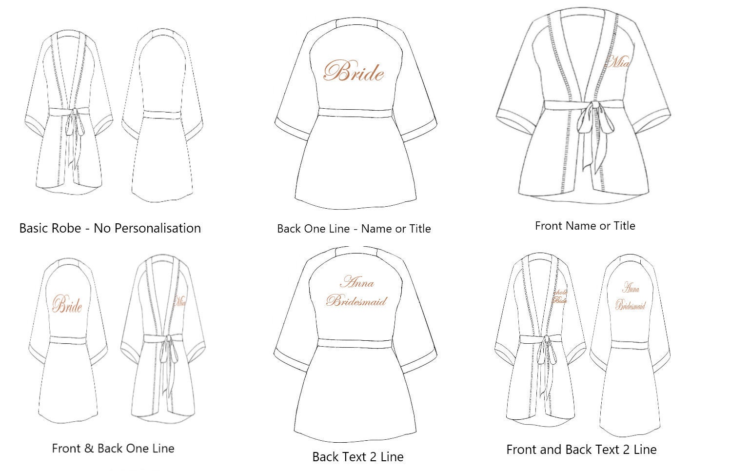 GOLD PERSONALISED Wedding ROBES satin Bridesmaid Etsy Australia