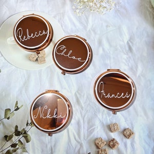 PERSONALISED rose gold COMPACT MIRROR| Custom name mirror| Wedding Mirror|Pocket Mirror|Bridesmaid gift proposal|Initial and name mirror