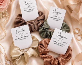 Personalised Scrunchies with Gift Tag – Bridesmaid Proposal & Wedding Party Gift