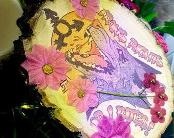 Trans Rights Or I Bites! Wooden Printed Sign