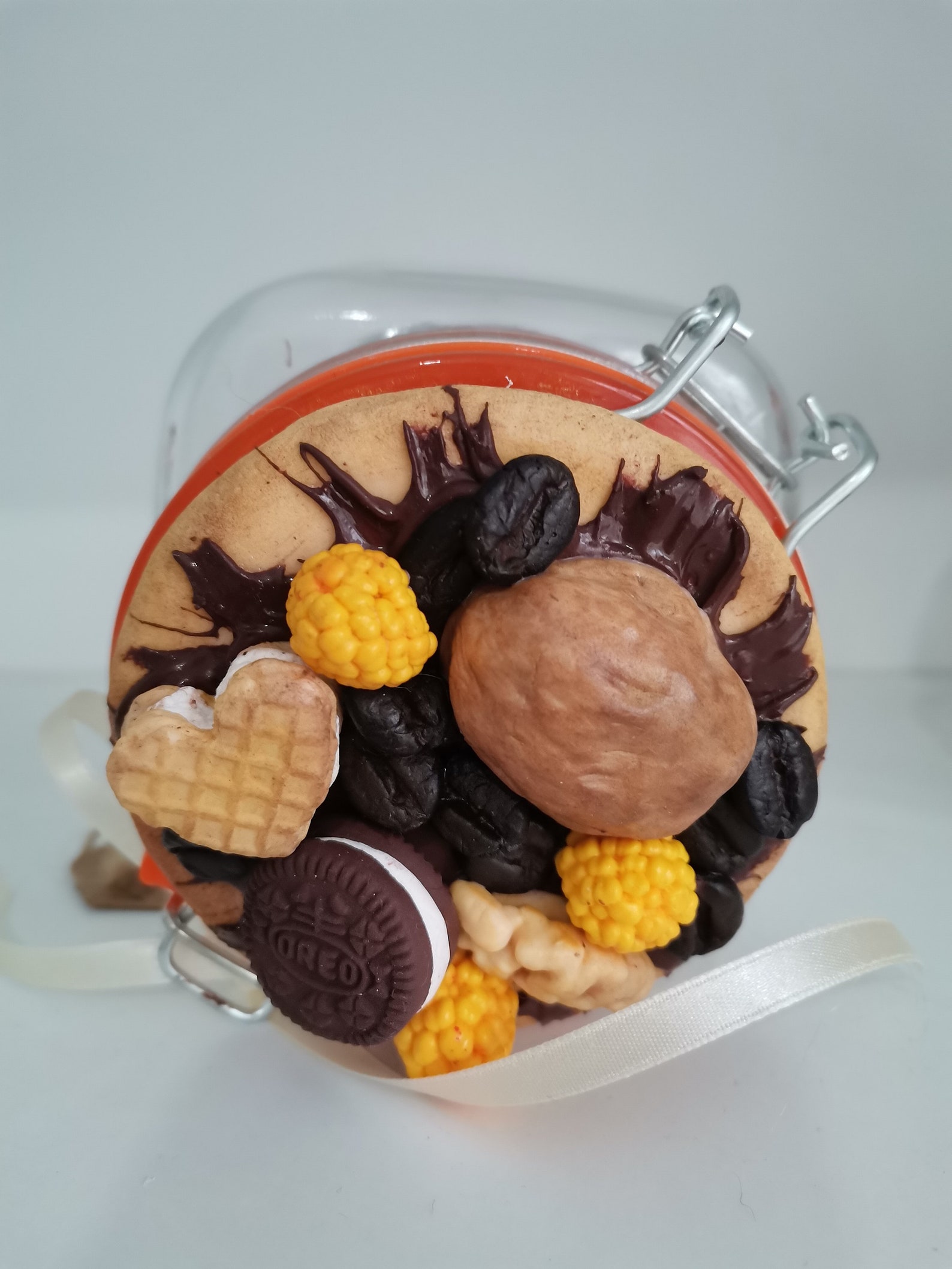 Cookies glass jar with polymer clay decor jar for cookies Etsy