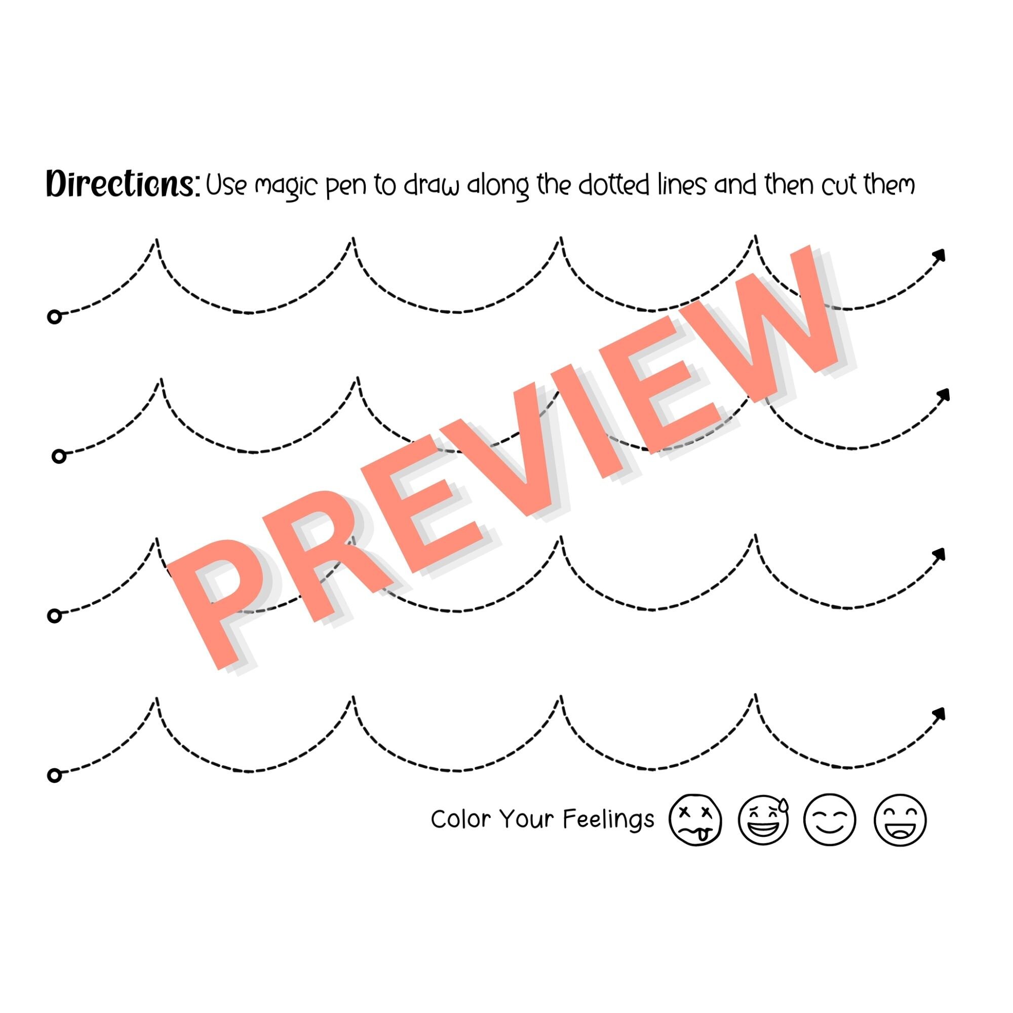 Prewriting Wavy Tracing Lines & Cutting Worksheets to Enhance Etsy