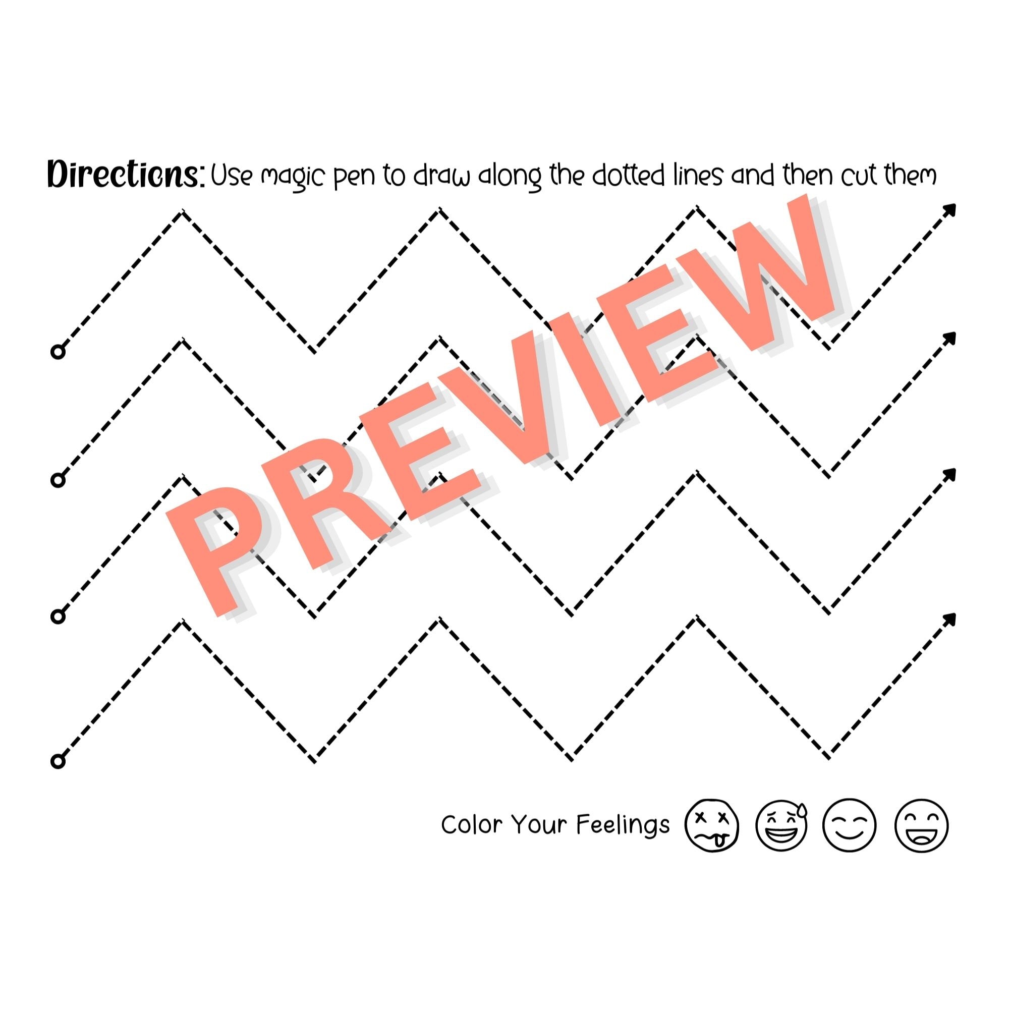 Prewriting Wavy Tracing Lines & Cutting Worksheets to Enhance Etsy