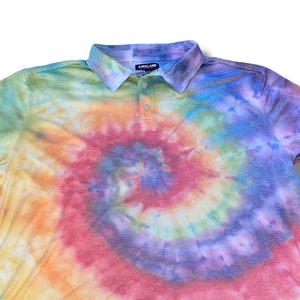 Rainbow Spiral Ice Tie Dye Polo (Unisex XXL Modal Polo)