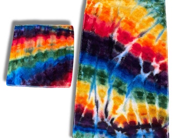 Hand Towel + Washcloth Set Rainbow Tie Dye