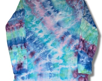 Teal Blue & Purple Spiral Dickie's Brand Longsleeve Ice Dye (M Long)