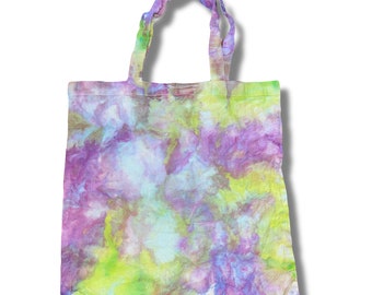 Ice Tie-Dyed Tote Bag Purple Yellow