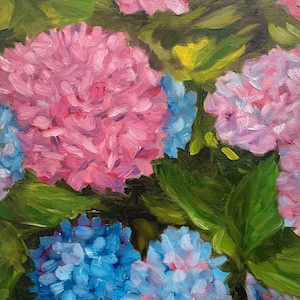 Flowers Hydrangea oil painting. Original art. Best gift. Garden flowers painting.
