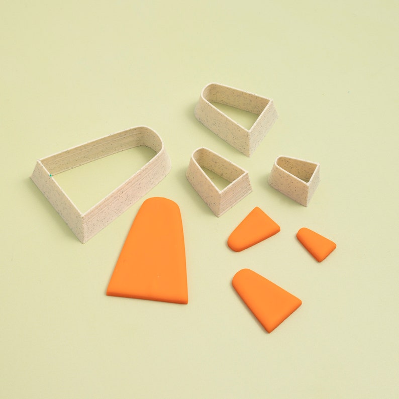 Rounded trapezium polymer clay cutter set