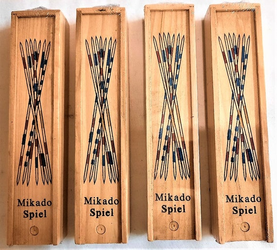10 SETS OF NEW WOOD PICK UP STICKS WITH WOODEN BOX PICK-UP MIKADO SPIEL GAME 