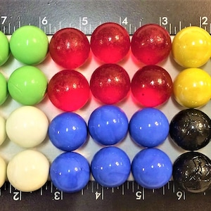 1 Inch marbles 1&quot; 36 Pcs 6 Colors 25mm Opaque Solid Glass Marbles 6 of ea color Total 36 Marbles