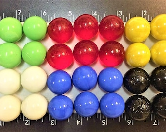 1" 36 Pcs 6 Colors 25mm Opaque Solid Glass Marbles 6 of ea color Total 36 Marbles