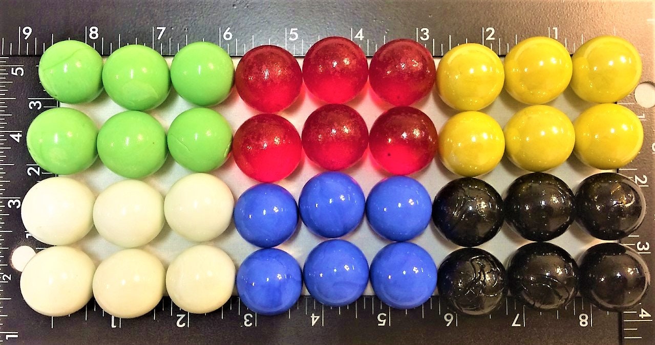 Billes de 1 pouce 1" 36 pcs 6 couleurs Billes en verre solide opaque de 25 mm 6 billes de chaque couleur 36 billes au total