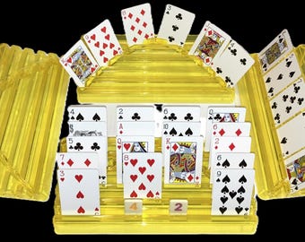 Playing Cards Plastic Holder 4 Racks Hands Free Hand & Foot Super Samba Bridge Canasta Samba 12" Trays Organizers Easy See for SUPER SAMBA