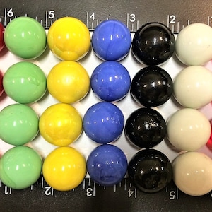 1" 28 Pcs 7 Colors 25mm Opaque Solid Glass Marbles  Marble 4 of ea color Total 28 Marbles