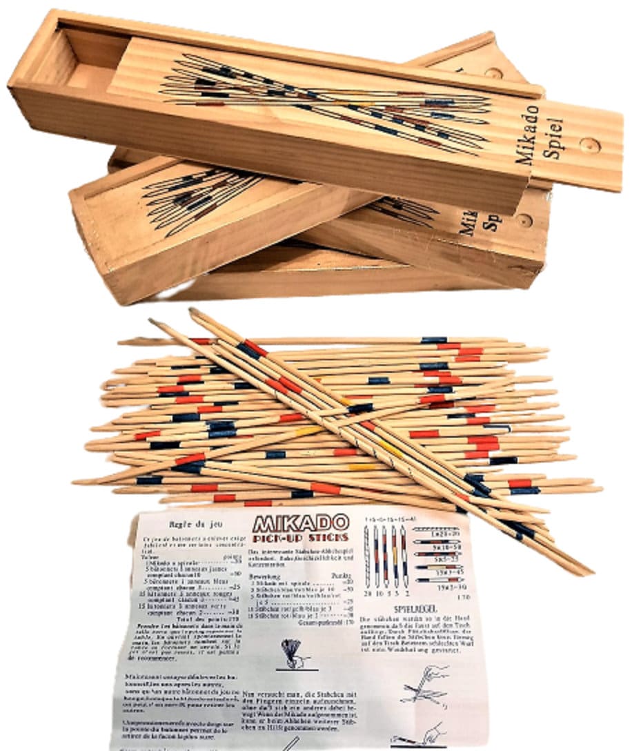 Pick UP Stick With Wooden Box 4 Sets Pickup Stick Mikado Spiel Game ...