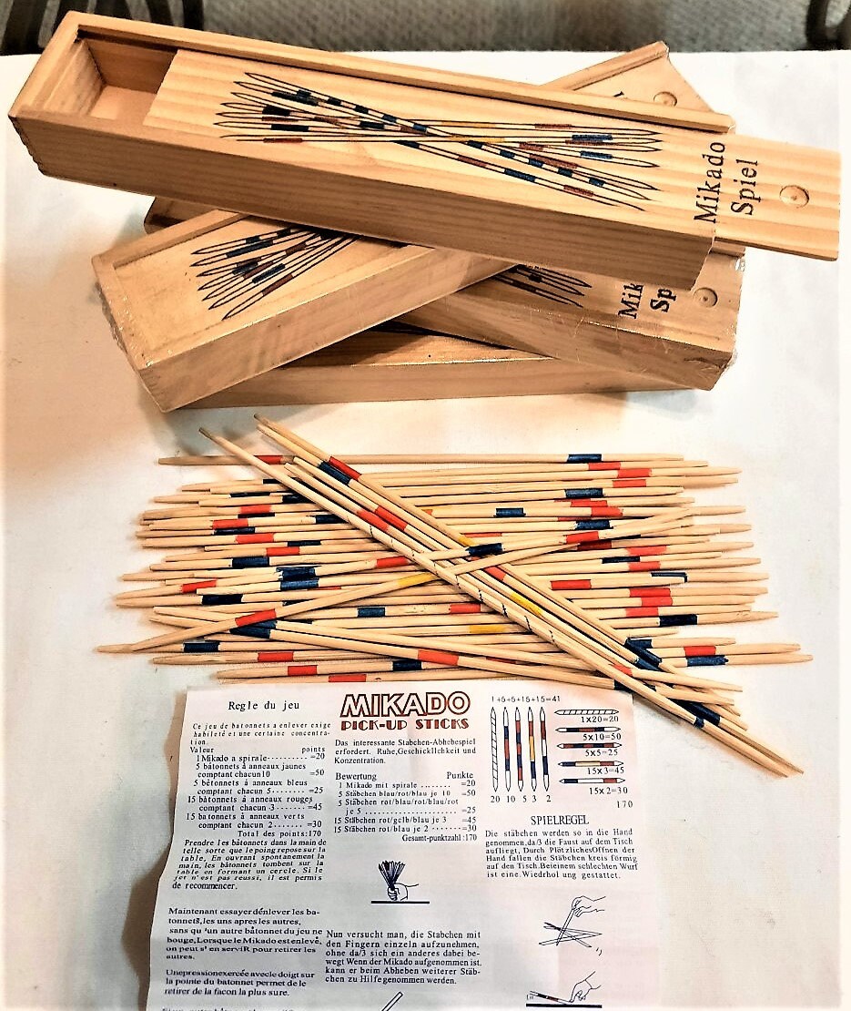Pick UP Stick With Wooden Box 4 Sets Pickup Stick Mikado Spiel Game ...