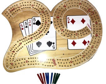 Cribbage Board 29 Three 3 Track Continuous Pine Wood Card Classic Family Game Brand NEW
