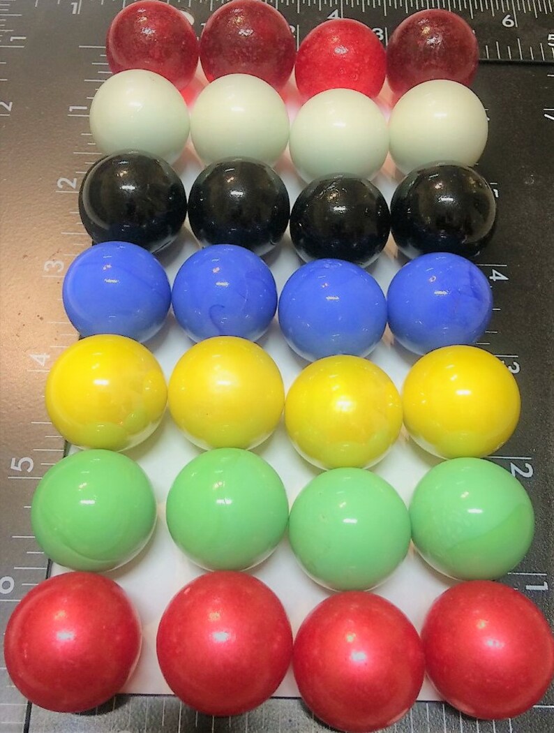 1 28 Pcs 7 Colors 25mm Opaque Solid Glass Marbles Marble 4 of Ea Color ...