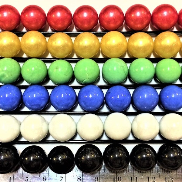 60 Opaque Opal Solid 16mm 5/8" Glass Marbles for Board  Games Chinese Checkers