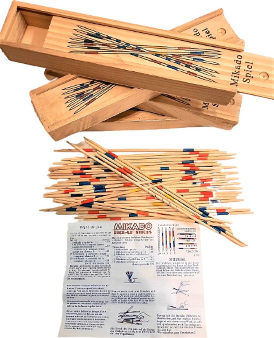 Pick UP Stick With Wooden Box 4 Sets Pickup Stick Mikado Spiel Game ...