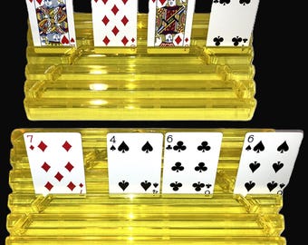 Playing Cards Plastic Holder 2 Racks Hands Free Hand & Foot Super Samba Bridge Canasta Samba 12" Trays Organizers Easy See for SUPER SAMBA
