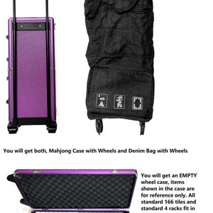 Mahjong Mahjongg Wheels Case EMPTY wheel Case 2 Trays for Tiles, Protective wheel Denim Bag with Free Shipping