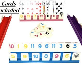 Rummy Tiles Holders Playing Cards Racks Holders Trays Set of 4 Color Racks Games Hands Organizer RACKS Only Free Shipping