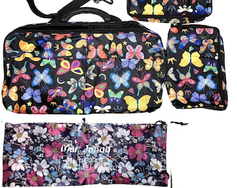 Mahjong Mahj Mah jong  Butterflies Empty Padded Carry Bag + Two Padded Bags Purses for Tile + Bag for Racks, all 4 Bags with Free Shipping